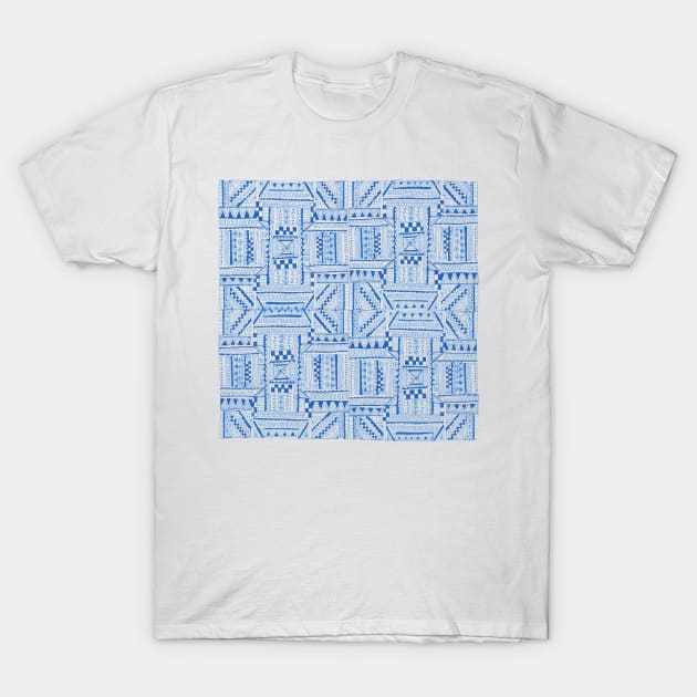 Blue Geometric Pattern T-Shirt by LauraKatMax